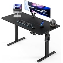 HUANUO Electric Standing Desk, 55" x 28" Height Adjustable Desk, 4 Memory Height Settings, Sit to Stand Up Desk for Home Office, with Headphone Hook, Cable Manager, Black