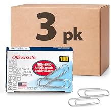 Officemate 3-Pack 99915 Giant Non-Skid Gem Paper Clips (99935)