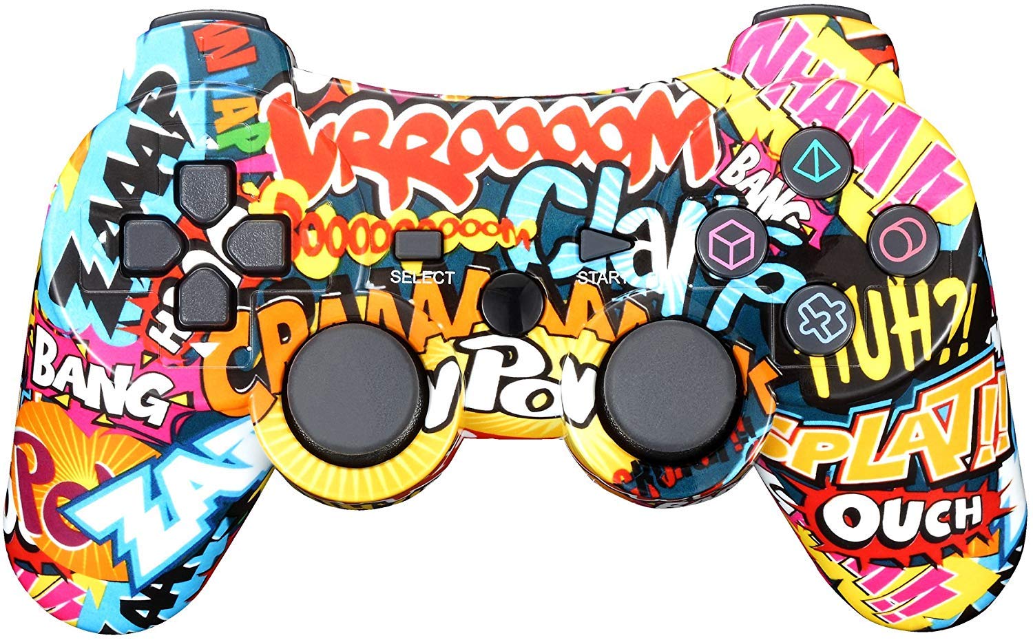 Double vibrating wireless controller for PS3 with charging cable graffiti