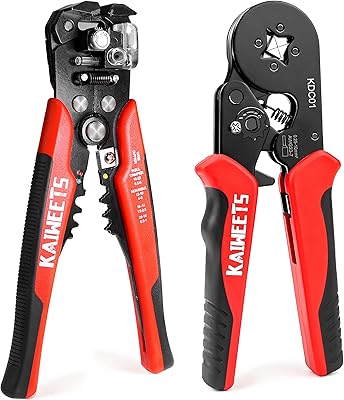 KAIWEETS Ferrule Crimping Tool Kit and 3 in 1 Heavy Duty Automatic Wire Stripping Tool