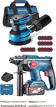 Dong Cheng 5-Inch Random Orbital Sander 380W 12800OPM Electric Palm Sander, 20V Max Cordless Rotary Hammer Drill